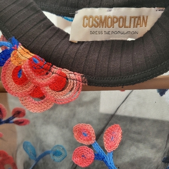 Dress the Population Cosmopolitan Embroidered Mesh Crop Top XS - Picture 7 of 9